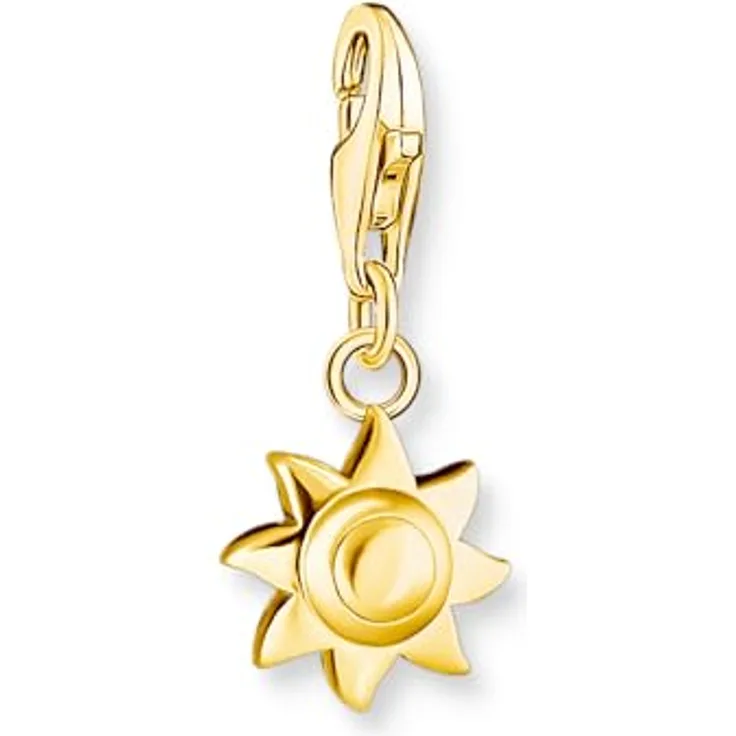 THOMAS SABO Charm-Anhänger Sonne, vergoldetes 18 Karat Silber, Charm Club mit Karabinerhaken