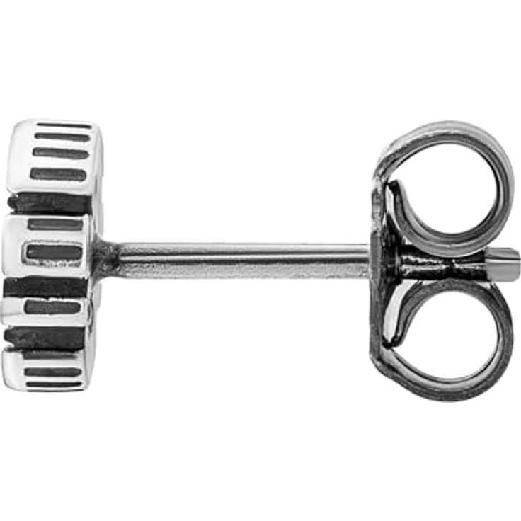 caÏ Herren Single Ohrstecker 925/- Sterling Silber, matt oxidiert, 0,7cm, ohne Stein, weiß – Bild 3