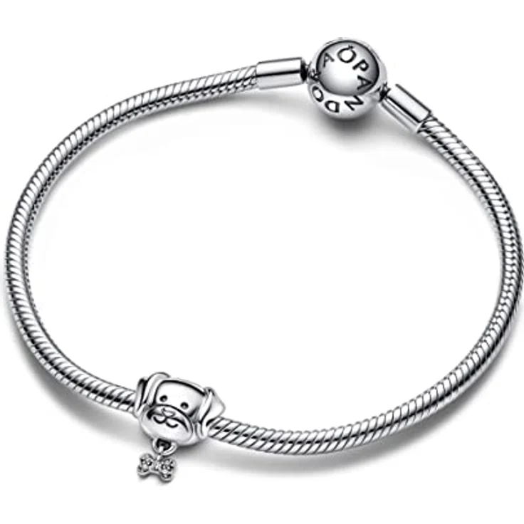 PANDORA Hund & Knochen Charm, Sterling Silber mit Zirkonia, kompatibel mit PANDORA Moments Armbändern – Bild 3