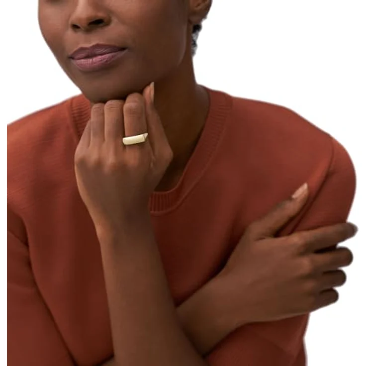 Fossil Damen-Siegelring Heritage D-Link Glitz, Edelstahl goldfarben, poliert, Größen 16-19 – Bild 2