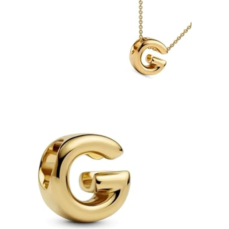 WEIMU Buchstaben Charms Gold Charms Anhänger aus 925 Sterling Silber, Stopper Charms für europäische Armbänder und Halsketten, 8,8 mm x 4,6 mm, Gold G – Bild 1