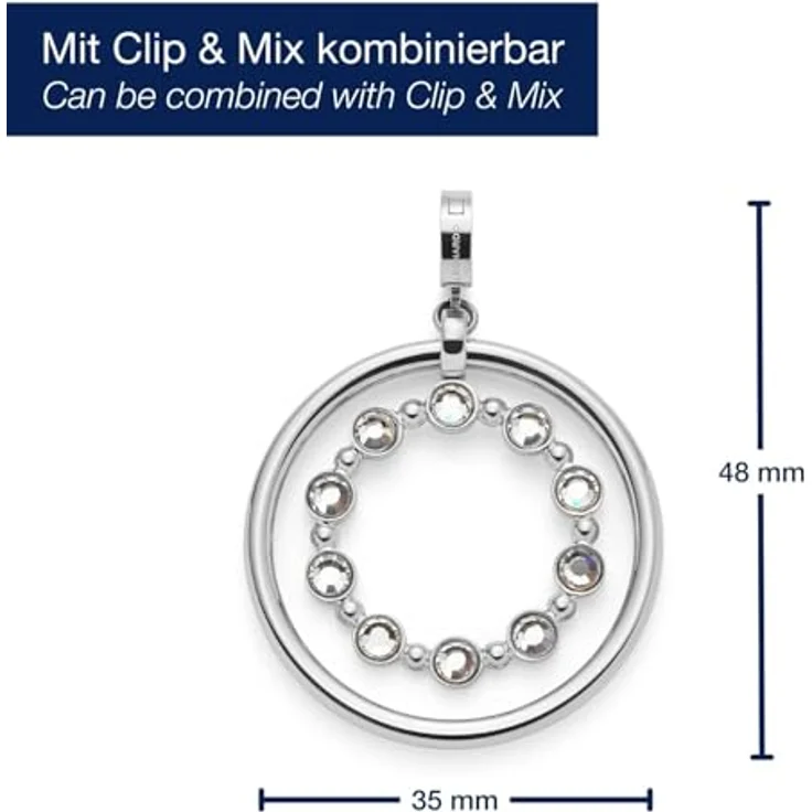 JEWELS BY LEONARDO Anhänger Clip & Mix Bobby, Ketten-Anhänger aus silberfarbenem Edelstahl mit beweglichem Innenring und Glassteinen, Schmuck Geschenk für Frauen, 024945 – Bild 2
