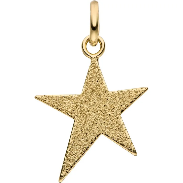 JOBO Kettenanhänger Anhänger Stern, 375 Gold, beidseitig tragbar, glitzernd oder matt, Höhe 19,1 mm, Gewicht 0,8 g