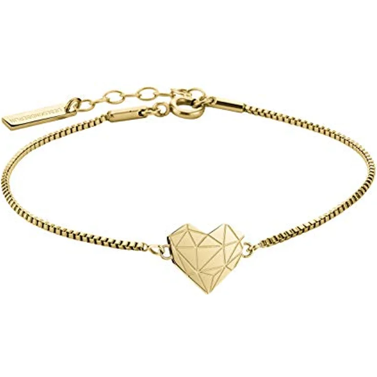 LIEBESKIND Damen Armband Herz, goldplattierter Edelstahl, Venezianerkette, 20 cm – Bild 1