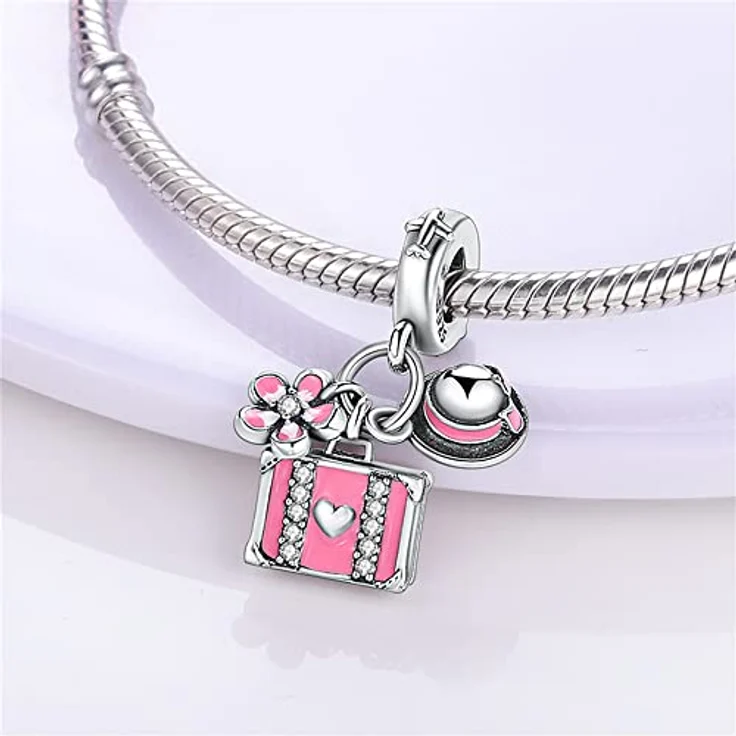 Pandach Damen Charm Anhänger C17, 925 Sterling Silber mit Zirkonia-Steinen, kompatibel mit europäischen Armbändern und Halsketten – Bild 2