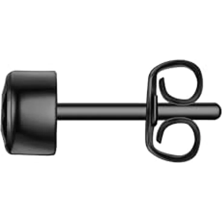 True Rebels Herren Ohrstecker, Edelstahl schwarz mit schwarzem Zirkonia, 5,8 mm Steckverschluss – Bild 2