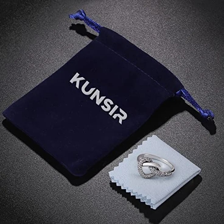 KUNSIR 925 Sterling Silber Liebesknoten Ring mit Zirkonia, Retro-Vintage Design, Größe R1 – Bild 2