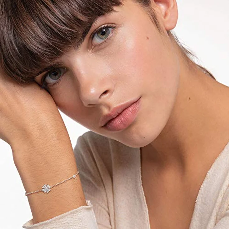 THOMAS SABO Armband Kleeblatt, 925 Sterlingsilber mit Steinen, silber, 16-19 cm Länge – Bild 2