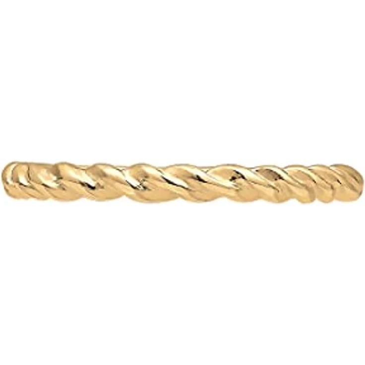 Elli PREMIUM Damenring Band Basic Geo Twisted Gedreht aus 585 Gelbgold, handgefertigt, inklusive Geschenk-Schmuckschachtel – Bild 2