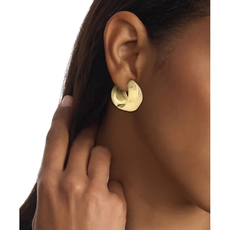 Calvin Klein Damen-Creolen Sculpted, Edelstahl mit Gelbgold-Beschichtung, skulpturales Design, 23 mm Höhe, Steckverschluss – Bild 3