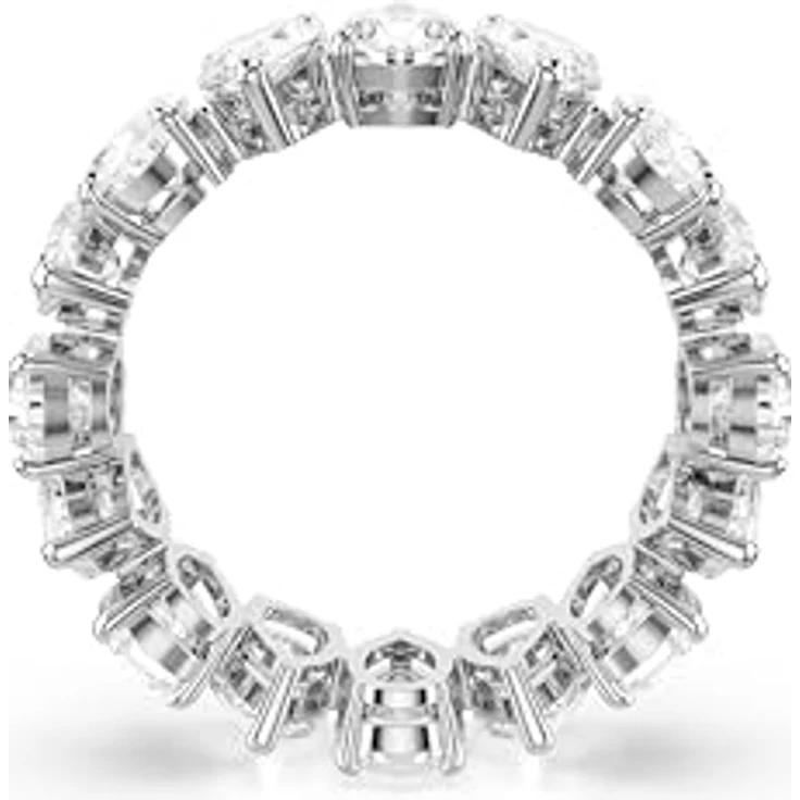 Swarovski Matrix Vittore Ring, Weißer Damenring mit Silberfarbenem Finish und Weißen Kristallen im Tropfenschliff, Größe: 60 – Bild 4