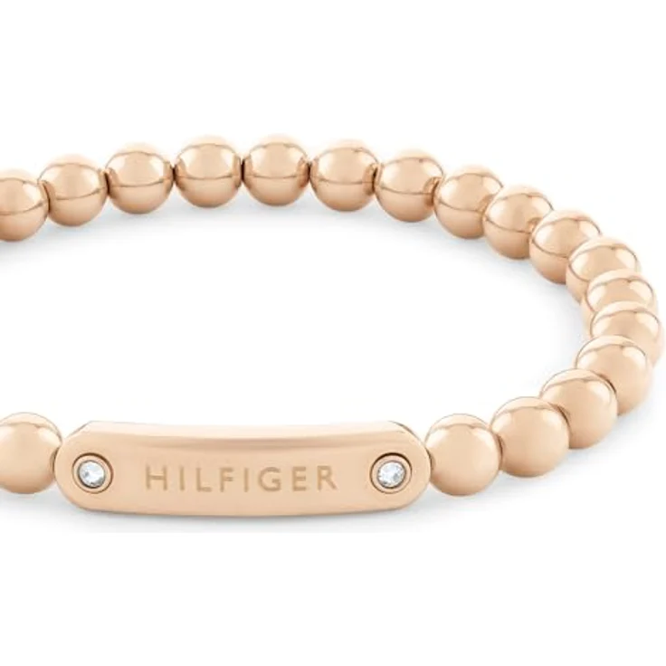 Tommy Hilfiger Jewelry Armband mit Schmuckperlen für Damen, Edelstahl mit rosévergoldeter Ionenplattierung, 6 mm Perlen, flexibler Stretchverschluss, gold/nelkengold – Bild 2