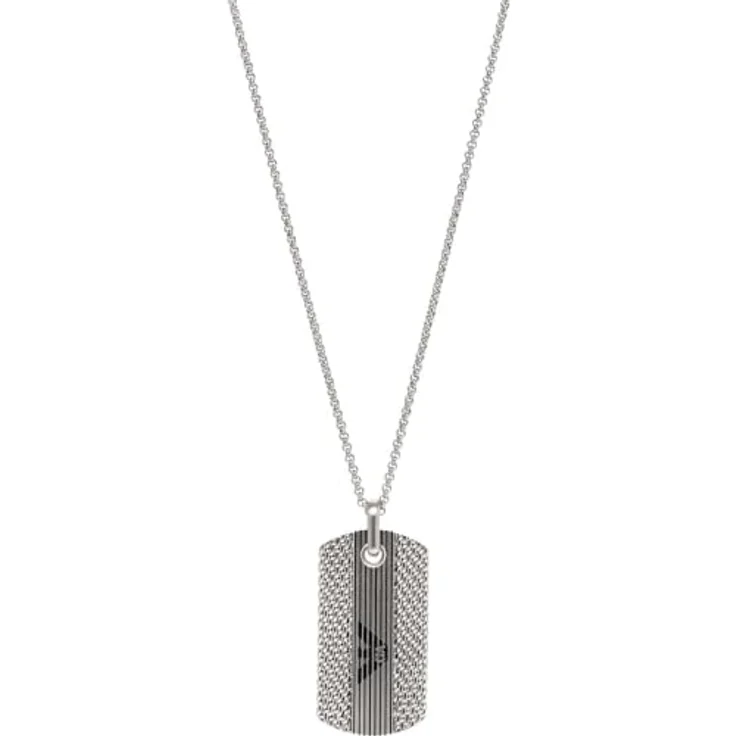 Emporio Armani Herren-Edelstahl-Halskette, silberfarben, matt mit Karabinerverschluss – Bild 1
