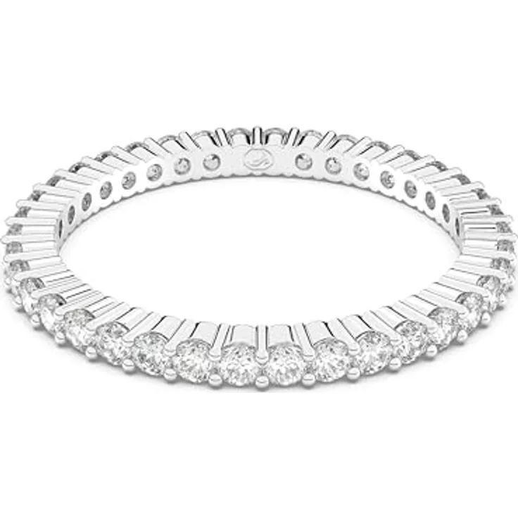 Swarovski Matrix Vittore Ring, Damenring mit Rundschliff, Weiß, Silberfarbenes Finish