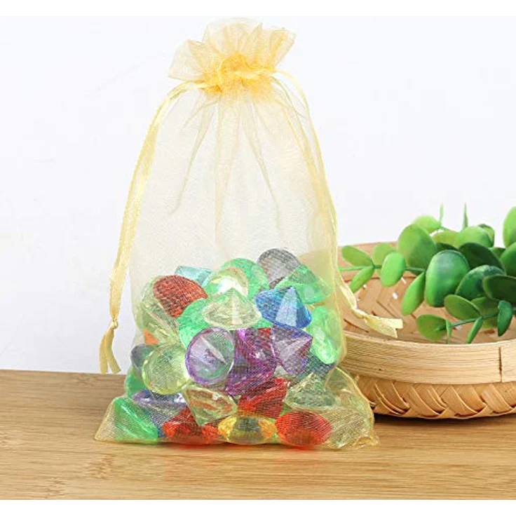 Naler 120 x Organza Geschenktüten, golden, 10 x 15 cm, waschbar, wiederverwendbar für Schmuck und Deko – Bild 4