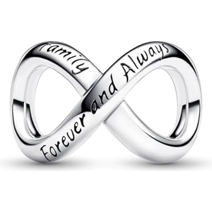 PANDORA Damen-Armband Starter-Set 925 Sterlingsilber, Silberschlangenkette mit Unendlichkeits-Charm und Gravur „Family“, 18 cm – Bild 2