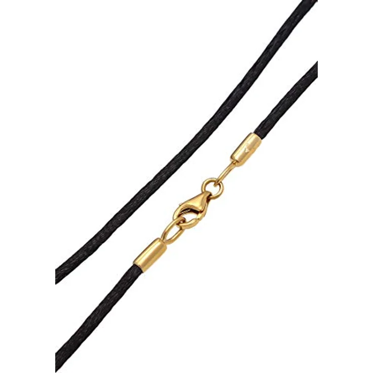 Nenalina Damen Halskette Seidenband schwarz, 2 mm, mit vergoldetem 925 Sterling Silber Karabinerverschluss, 60 cm, für Schmuck Anhänger – Bild 3
