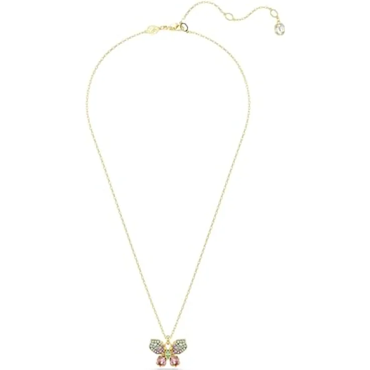 Swarovski Idyllia Anhänger, Mehrfarbige, Vergoldete Damenhalskette mit Schmetterling-Anhänger aus Kristallen, Länge: 42-49 cm – Bild 2