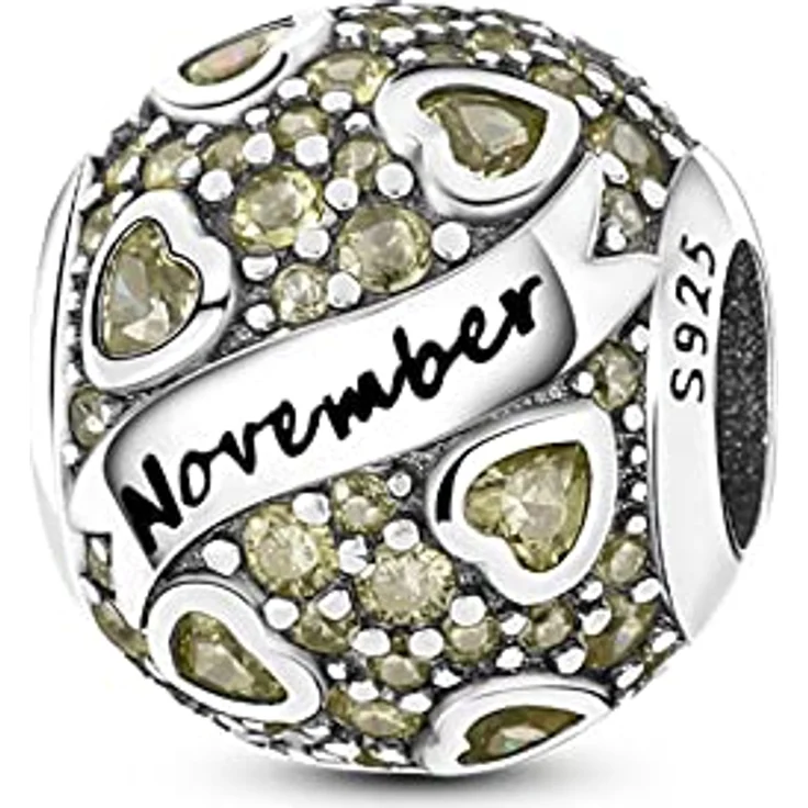 Pandach Damen Charm Anhänger Geburtsstein, 925 Sterling Silber, 12 Zirkonia Charms für Pandora Armband und Halskette – Bild 1