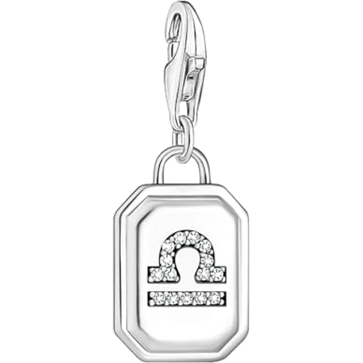THOMAS SABO Charm-Anhänger Waage, Silber 925 Sterlingsilber geschwärzt mit Steinen – Bild 1