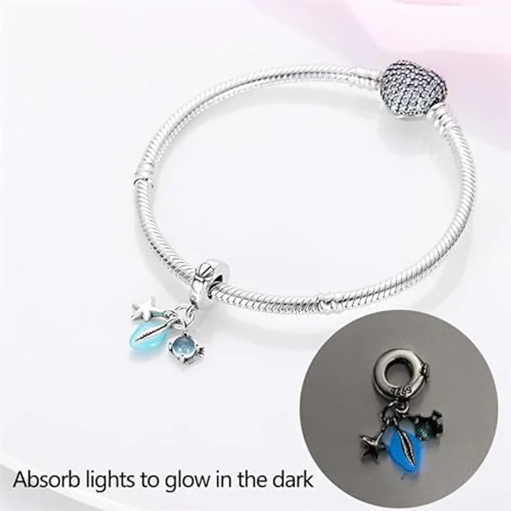 LNQOBU 925 Silber Glow in the Dark Glühwürmchen Charms, Farbwechselndes Chamäleon Bead Charm für Damenarmbänder und Halsketten – Bild 2