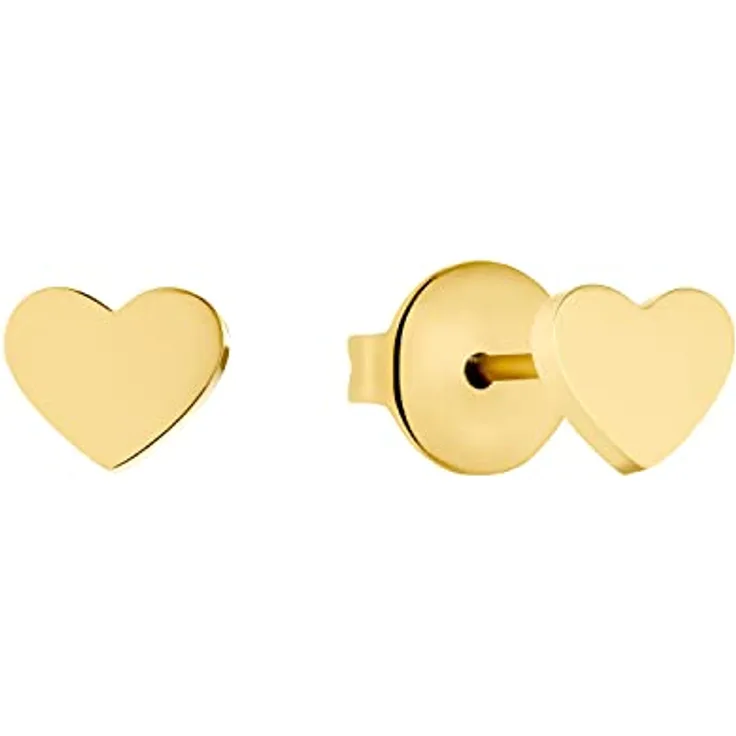 Prinzessin Lillifee Paar Ohrstecker Herzen, Gelbgold Edelstahl mit IP Gold Beschichtung, detailreiche Verarbeitung