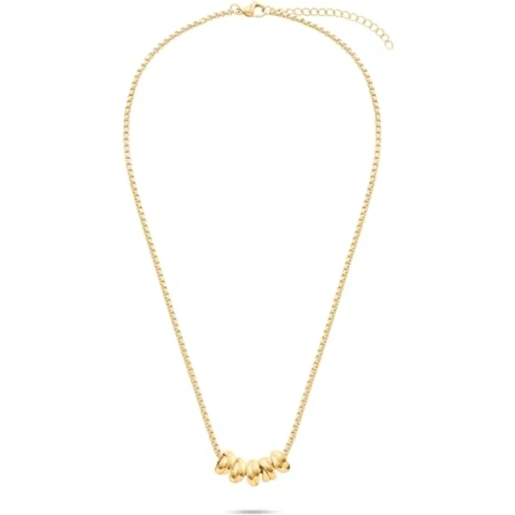 s.Oliver Necklace - Elegante Halskette aus poliertem Edelstahl IP Gold - Vierkantkette 45 cm, wasserfest & hautfreundlich – Bild 3