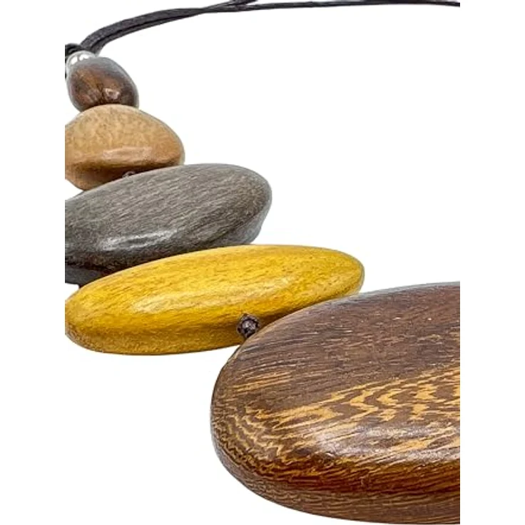 collezione alessandro Lange Kette Wood, handgefertigte Holzperlenkette mit tollem Farbverlauf, verstellbar bis ca. 94 cm – Bild 3
