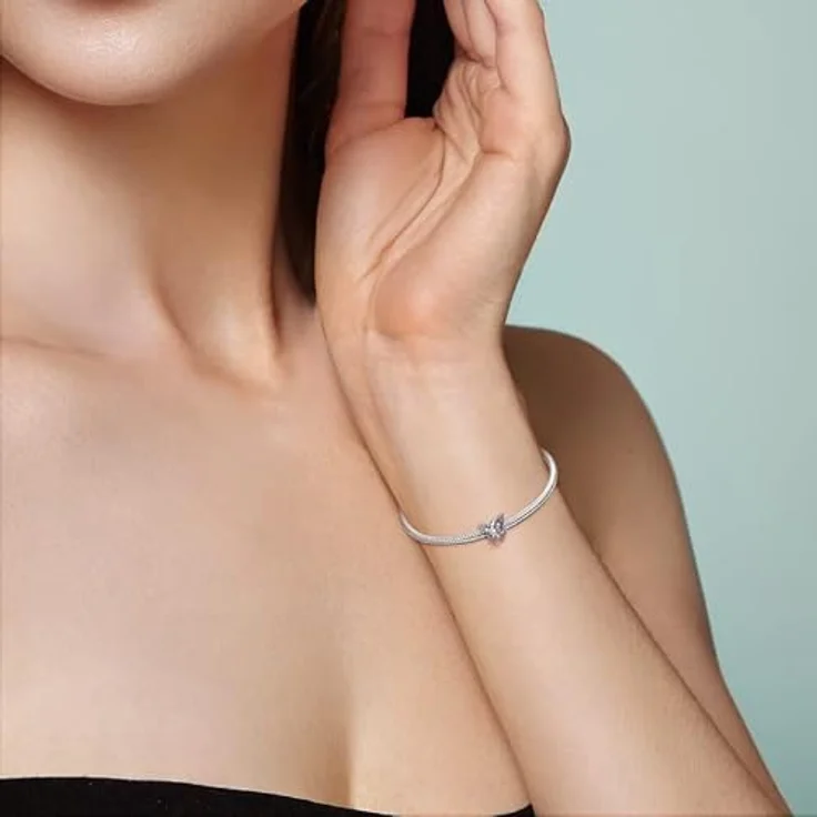 TINSLO Charm Anhänger Damen 925 Sterling Silber, kompatibel mit Pandora Armband und Halskette, Zirkonia-Steine, für Frauen und Mädchen – Bild 4