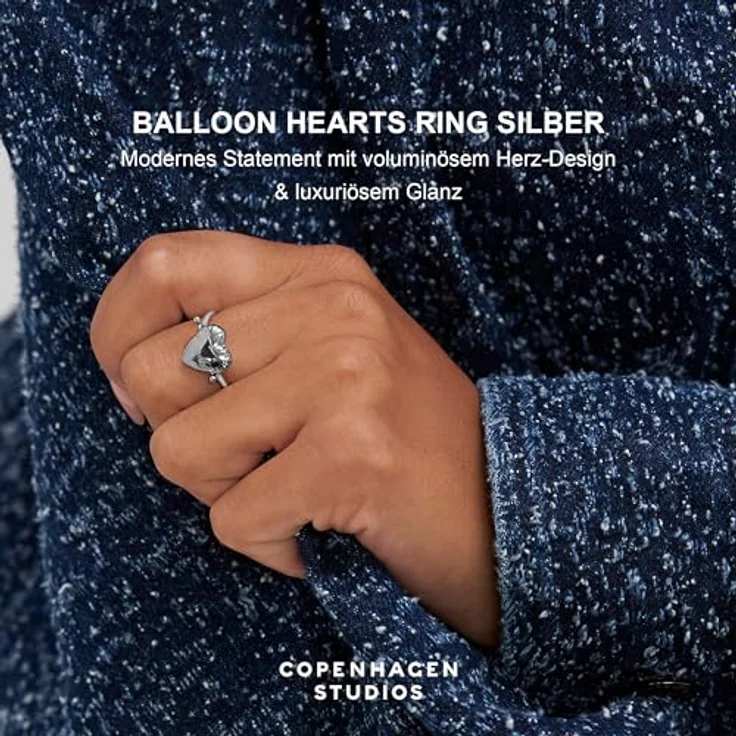 COPENHAGEN STUDIOS Ring Balloon Hearts, Damenring mit Herz-Design, silber, Gr. 56, Edelstahl poliert, wasserfest & hautfreundlich – Bild 2
