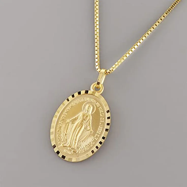 trendor Milagrosa Gold 333 Anhänger Madonna mit vergoldeter Silberkette, 45 cm, beidseitige Reliefprägung – Bild 3