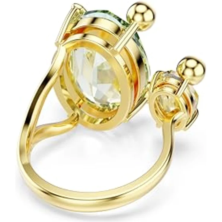 Swarovski Gema Offener Ring, Vergoldeter Damenring mit Grünen und Gelben Kristallen, Größe 55 – Bild 4