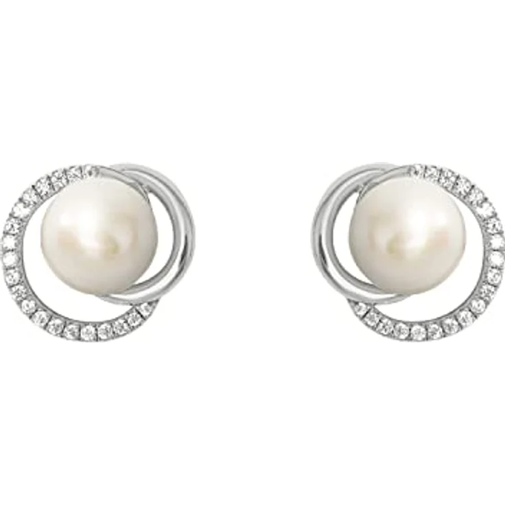 JOOP! Damen Ohrringe, 925 Sterling Silber mit Süßwasserzuchtperle und Zirkonia, 12 mm, Geschenk Box – Bild 2