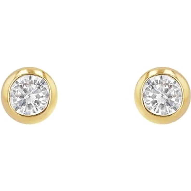 Amor Paar Ohrstecker, 375 Gold mit weißen Zirkonia Steinen, filigranes Design – Bild 2