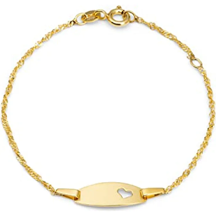 Amor Identarmband Mädchen, 14+2 cm, 375er Gold, Herz, gravierbar, mit Geschenkbox, 2014686