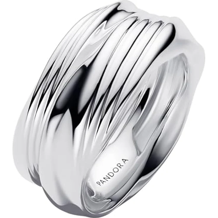 PANDORA Verdrehter Doppelring aus Sterling-Silber, Essence Kollektion, Gr. 52, handgefertigt für modernen Stil – Bild 1