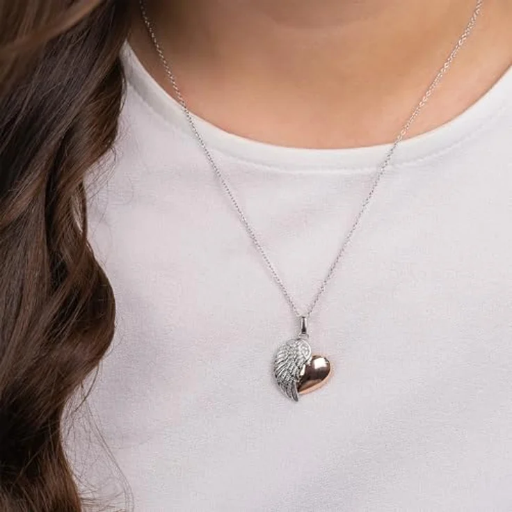 Engelsrufer Damen Herzflügel Anhänger, Bicolor aus 925 Sterling Silber mit Ösenverschluss, nickelfrei und rhodiumbeschichtet – Bild 2
