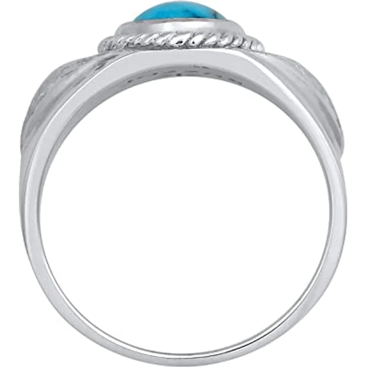Kuzzoi Siegelring Herrenring mit Howlith (10 mm) Stein Türkis, 925 Sterling Silber, massiver Vintage Silberring, Größe 64 – Bild 3
