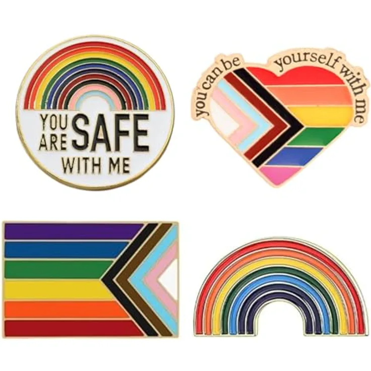 VVQWCY 4 Stück Pride Pins, LGBT Anstecker in Regenbogenfarben, langlebige Broschen für Rucksäcke und Hüte