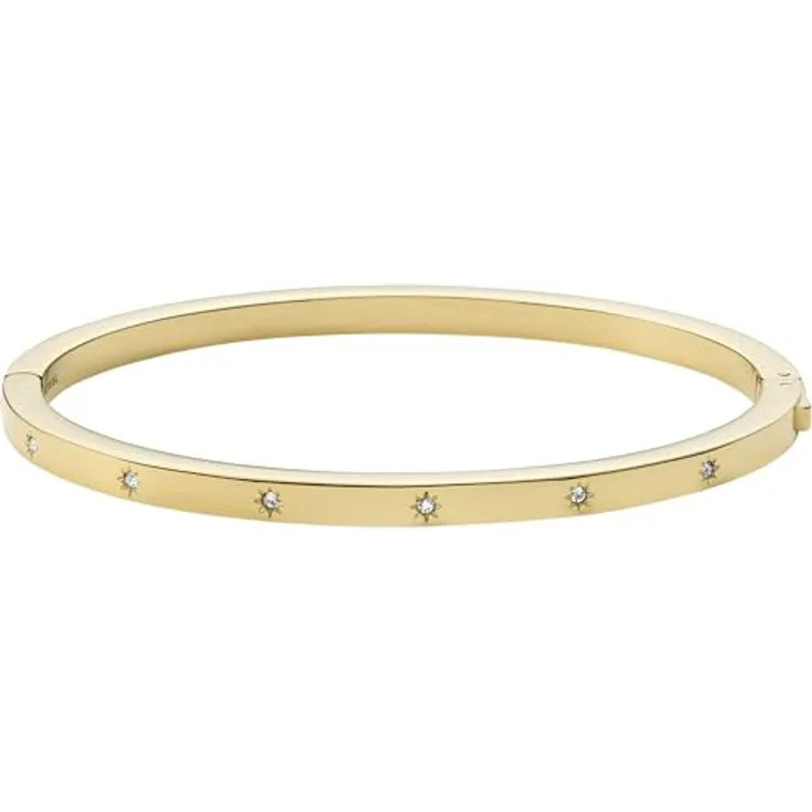 Fossil Damen-Armband Sutton, goldfarbener Edelstahl, Länge: 61mm x 57mm, Breite: 4mm, Druckknopfverschluss, JF03872710