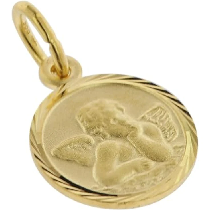trendor Schutzengel Anhänger Gold 585, 10 mm Engel-Anhänger für Kinder, exquisite Verarbeitung, Geschenkidee für Taufe, Kommunion, Geburtstag – Bild 2