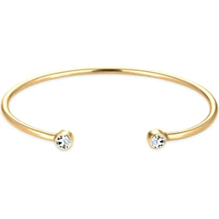 Elli Armband Damen Armreif Geo Minimal mit Kristallen, 925 Sterling Silber vergoldet, 17 cm