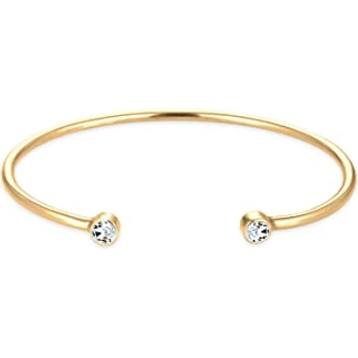 Elli Armband Damen Armreif Geo Minimal mit Kristallen, 925 Sterling Silber vergoldet, 17 cm – Bild 1