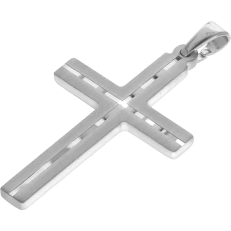 trendor Herren-Halskette mit Kreuz-Anhänger, 925 Silber, 50 cm lang, seidenmatt mit Diamantschnitt, modische Geschenkidee, zeitloser Herrenschmuck – Bild 2