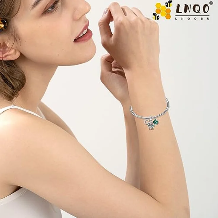 LNQOBU 925 Sterling Silber Charms, Schmetterling und Musik Charms für Armbänder und Halsketten, Geschenkset für Frauen und Mädchen mit Perlen in zufälligen Farben – Bild 3
