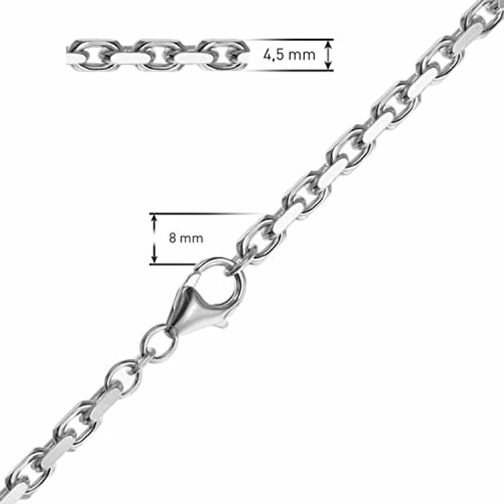 trendor Silberkette für Herren Ankerkette 4,5 mm, polierte Sterlingsilber Halskette mit Karabiner-Verschluss, 50 cm, Geschenkidee im edlen Geschenketui – Bild 5