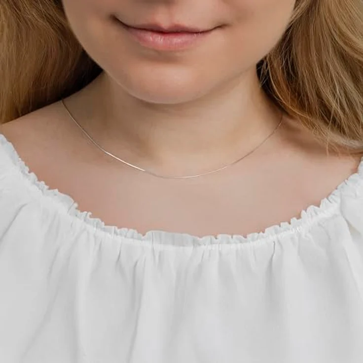 Amberta 925 Sterling Silber Schlangenkette für Damen und Herren, super dünne 45 cm Halskette aus hochwertigem Sterlingsilber – Bild 2