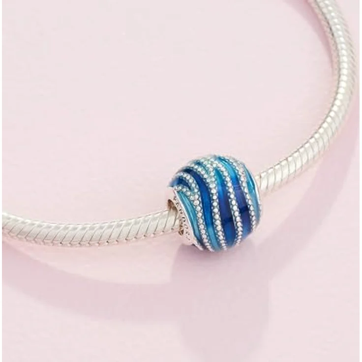 PANDORA Charm "Blaue Wirbel", Silber mit blauer Emaille, inspirieert von frischem Wasser, 797012ENMX – Bild 5