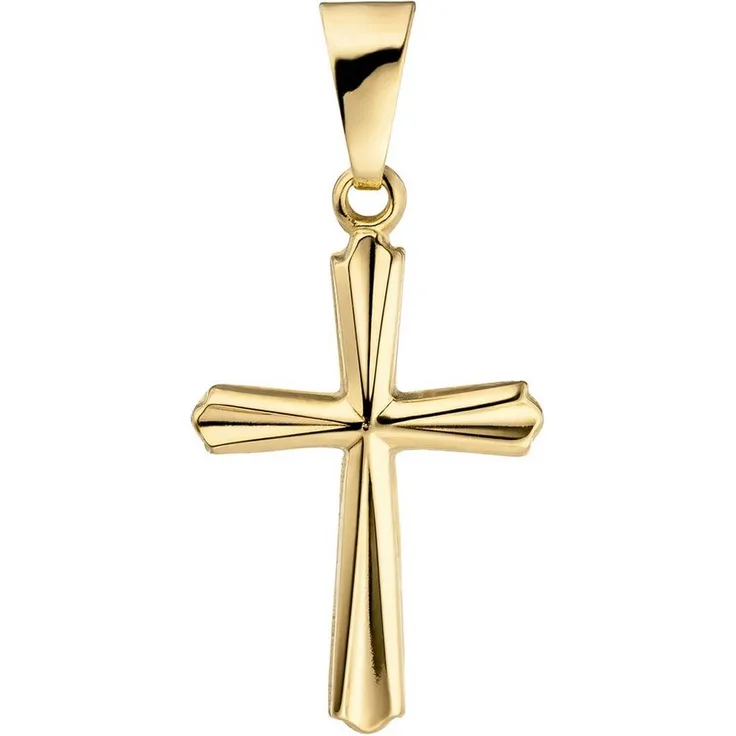 JOBO Kreuzanhänger, 375 Gold, 18,7 mm hoch, 11,4 mm breit, Kettenanhänger aus Gelbgold