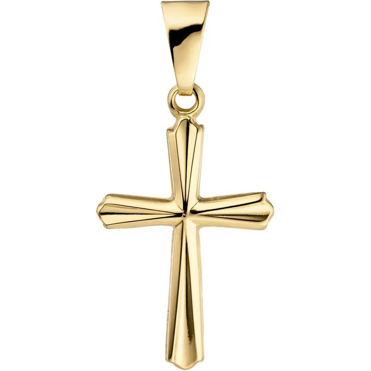 JOBO Kreuzanhänger, 375 Gold, 18,7 mm hoch, 11,4 mm breit, Kettenanhänger aus Gelbgold